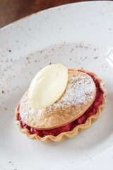 apple and rhubarb tartlet with cream