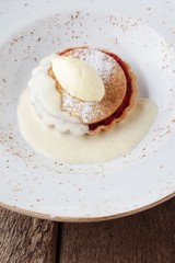 apple and rhubarb tartlet with cream