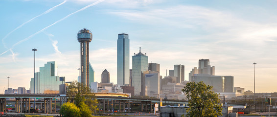 Panoramic overview of downtown Dallas - obrazy, fototapety, plakaty
