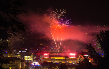 Stuttgart City leuchtet 2014 Feuerwerk