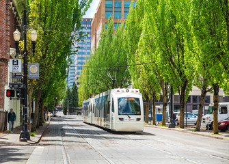 Fototapeta Light train of the Portland Streetcar system obraz