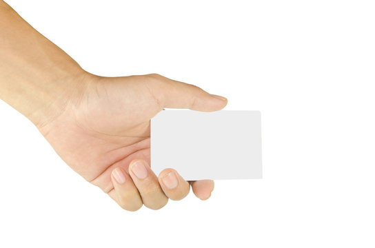 Business card in hand