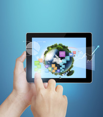 touch- tablet in hands