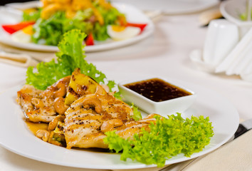 Pineapple Cashew Chicken Dish Served in Restaurant