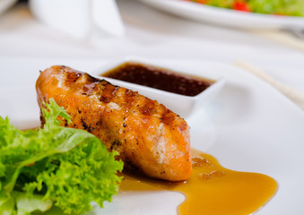 Close Up of Grilled Salmon Dish