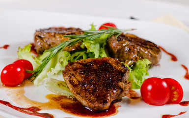 Mouth Watering Grilled Meat Dish with Veggies