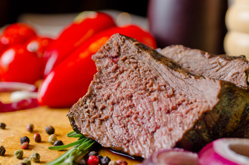 Tender succulent slice of roast beef