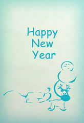 New Year and Marry Cristmas drawing card