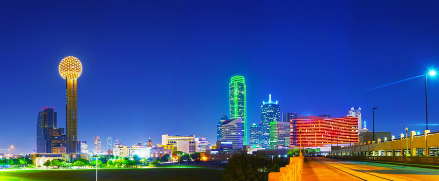 Panoramic Overview Of Downtown Dallas