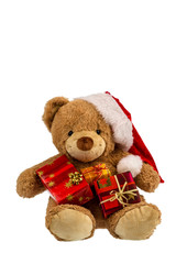 Teddybär mit Weihnachtsgeschenken
