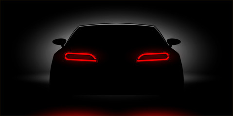 Obraz na płótnie Canvas car headlights shining in the dark