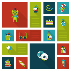 Christmas New Year icon set flat style