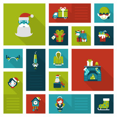 Christmas New Year icon set flat style