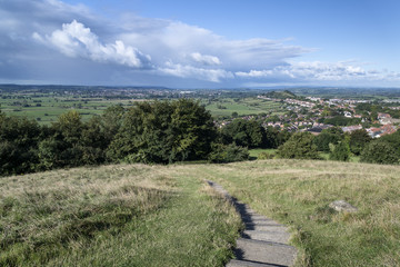 View from top of Glastonbury Tor overlooking Glastonbury town in © veneratio