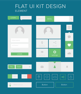 Flat ui kit design elements set for webdesign