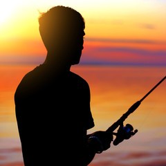 Fisher man silhouette