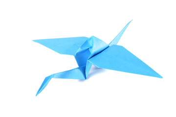 Origami crane isolated over white background