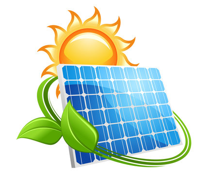 Solar panel and sun icon