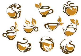 Set of herbal tea icons