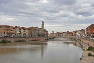 Arno River and waterfront buildings, Pisa