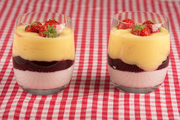 yogurt, vanilla and strawberries