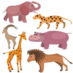 Set with funny tropic animals. Vector