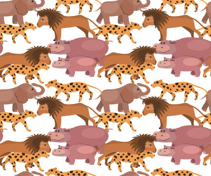 Seamless background with jungle  animals