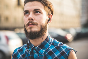 young handsome bearded hipster man