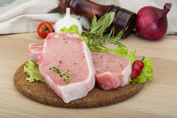 Raw pork steak