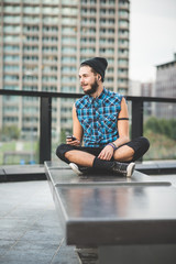 young handsome bearded hipster man