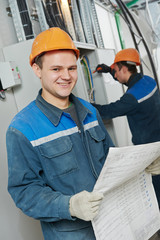 two electrician workers