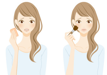 メイクをする女性 不満