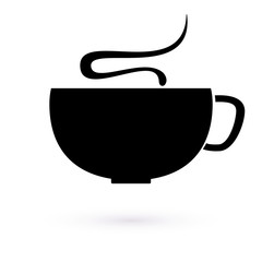 Icon big cup with steam. Raster