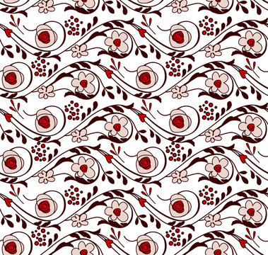 Seamless pattern with stylized flowers