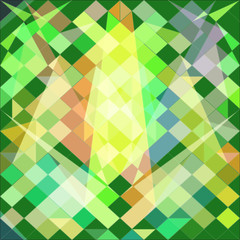 Abstract background with green yellow polygons. Raster.