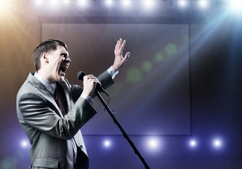 Businessman with microphone