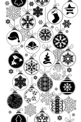 Seamless black-and-white pattern with Christmas balls.