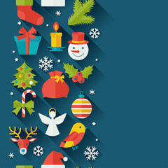 Merry Christmas and Happy New Year seamless pattern.