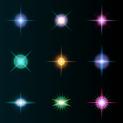 Bright stars of different colors. Raster
