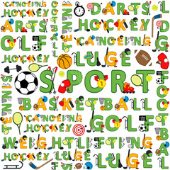 seamless sport pattern of words - vector illustration, eps