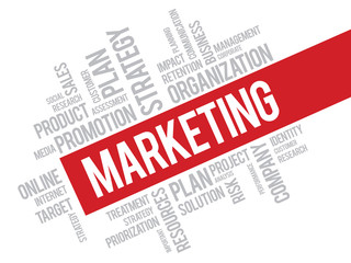 Marketing word cloud business concept. Vector illustration