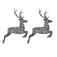 Vintage Christmas typographic greeting on a reindeer