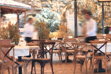 summer restaurant blurred background