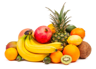 Naklejka na ściany i meble Composition of tropical fruits isolated