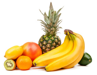 Obraz na płótnie Canvas Composition of tropical fruits isolated