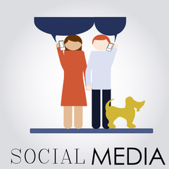 social network illustration over gradient color background