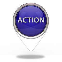 Action pointer icon on white background