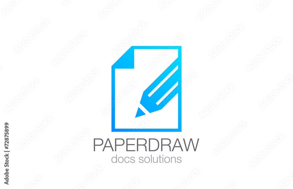 Poster pencil on paper draw logo design vector template