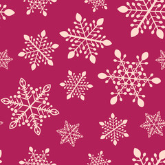Vintage winter seamless pattern with delicate snowflakes