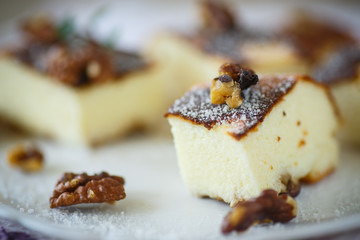 Cottage cheese casserole with walnuts